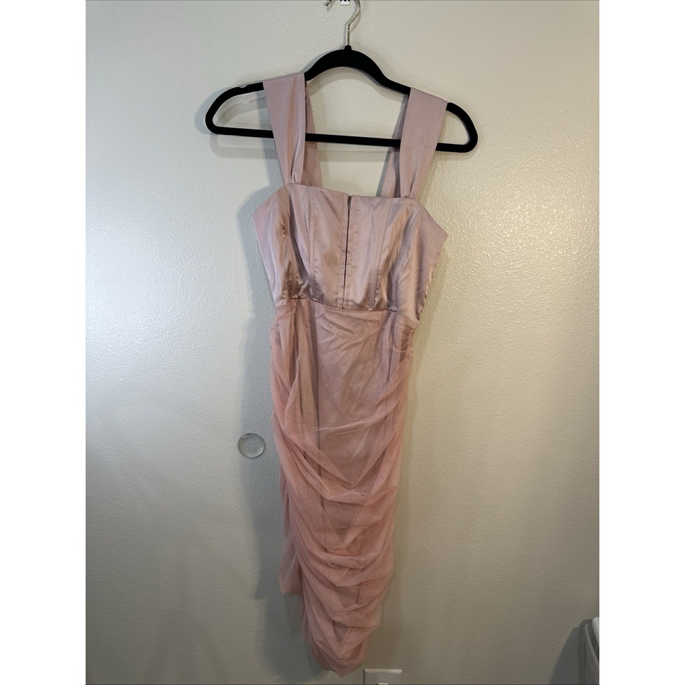Shop17 Boutique Rose Pink Satin Tulle Corset Dress Women's Size Small